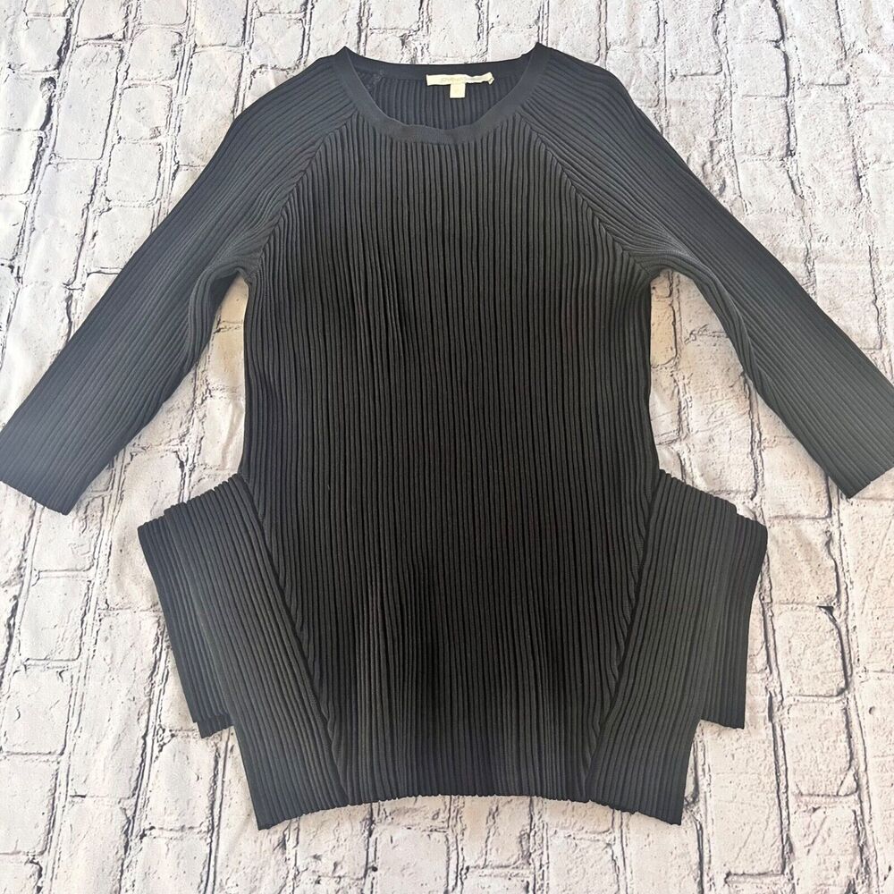 Jonathan Simkhai Black Asymmetrical Ribbed Sweater Fitted Designer XS